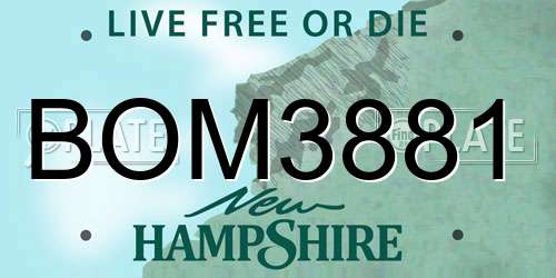 BOM3881 New Hampshire License Plate