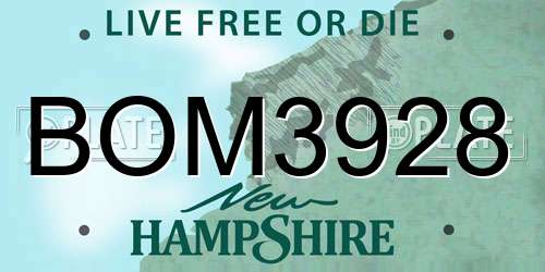BOM3928 New Hampshire License Plate