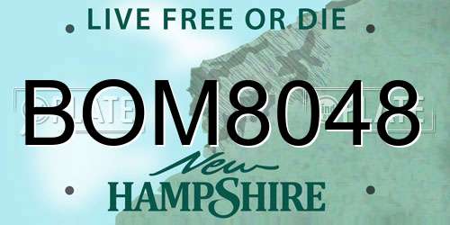 BOM8048 New Hampshire License Plate
