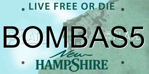 BOMBAS5 New Hampshire License Plate
