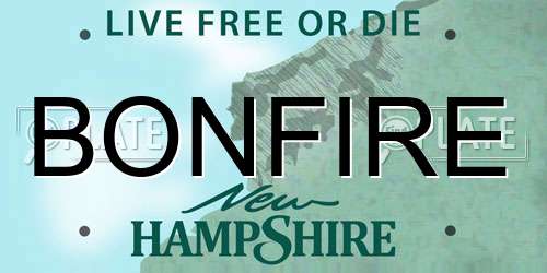 BONFIRE New Hampshire License Plate