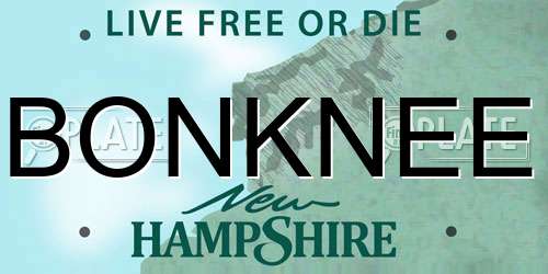 BONKNEE New Hampshire License Plate