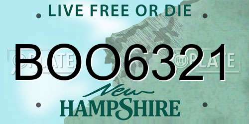 BOO6321 New Hampshire License Plate
