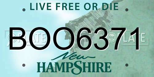 BOO6371 New Hampshire License Plate