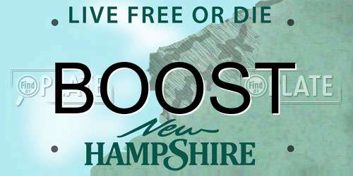 BOOST New Hampshire License Plate