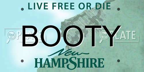 BOOTY New Hampshire License Plate