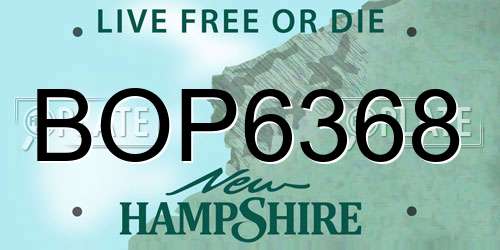BOP6368 New Hampshire License Plate