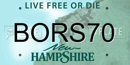 BORS70 New Hampshire License Plate