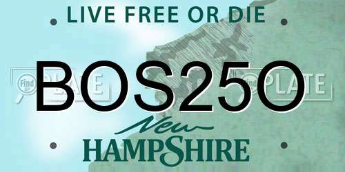 BOS25O New Hampshire License Plate