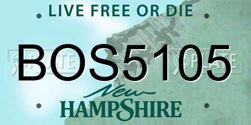 BOS5105 New Hampshire License Plate