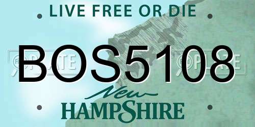 BOS5108 New Hampshire License Plate
