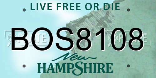 BOS8108 New Hampshire License Plate
