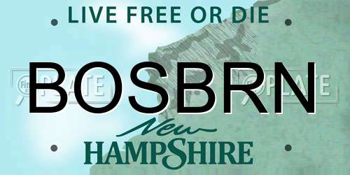BOSBRN New Hampshire License Plate
