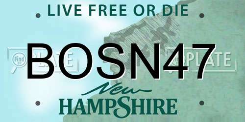 BOSN47 New Hampshire License Plate