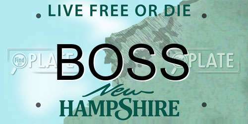 BOSS New Hampshire License Plate