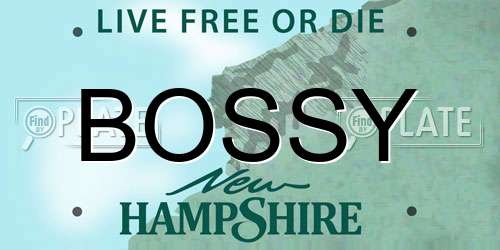 BOSSY New Hampshire License Plate