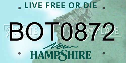 BOT0872 New Hampshire License Plate