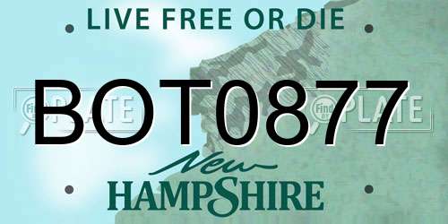 BOT0877 New Hampshire License Plate
