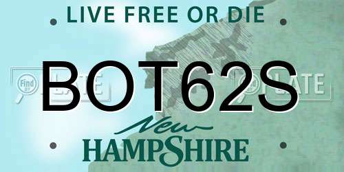 BOT62S New Hampshire License Plate