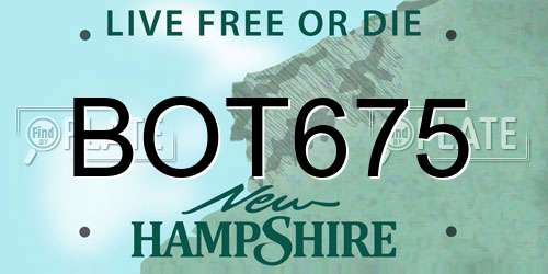 BOT675 New Hampshire License Plate