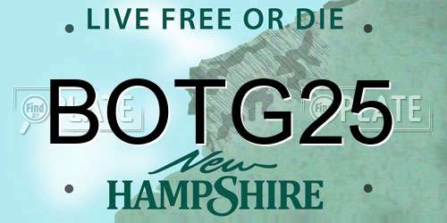 BOTG25 New Hampshire License Plate