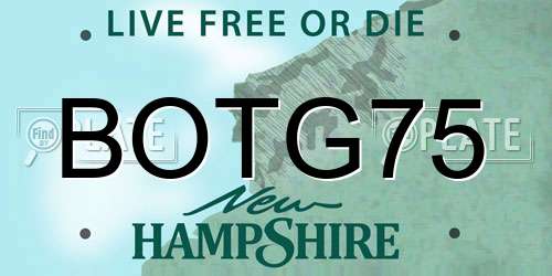 BOTG75 New Hampshire License Plate