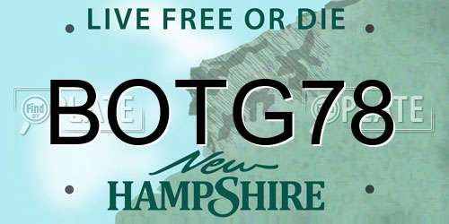 BOTG78 New Hampshire License Plate