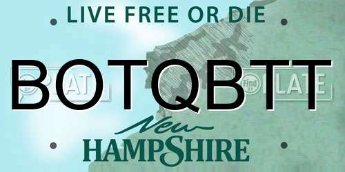 BOTQBTT New Hampshire License Plate