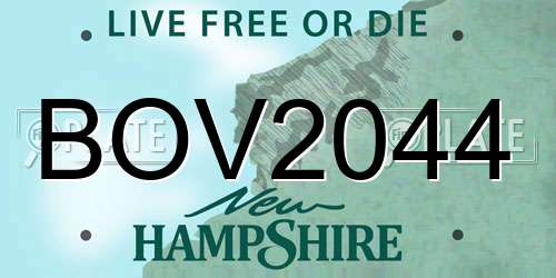 BOV2044 New Hampshire License Plate