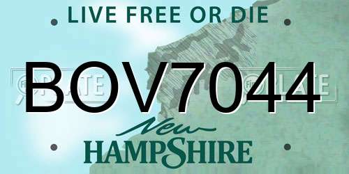 BOV7044 New Hampshire License Plate