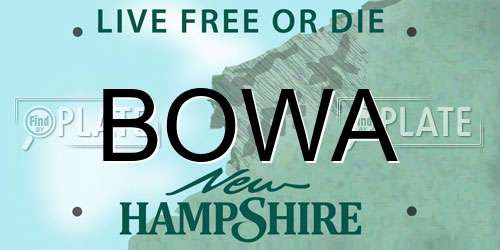 BOWA New Hampshire License Plate