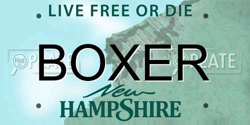 BOXER New Hampshire License Plate