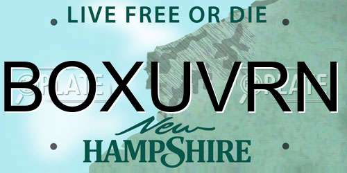 BOXUVRN New Hampshire License Plate