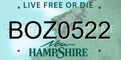 BOZ0522 New Hampshire License Plate
