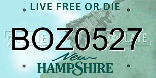 BOZ0527 New Hampshire License Plate