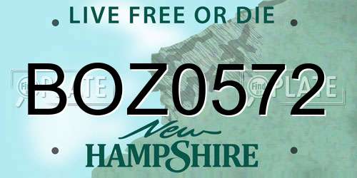 BOZ0572 New Hampshire License Plate