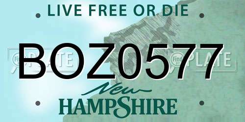 BOZ0577 New Hampshire License Plate