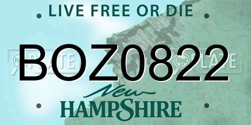 BOZ0822 New Hampshire License Plate