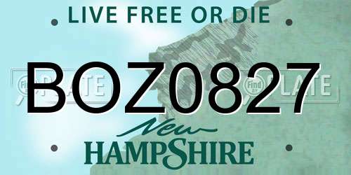 BOZ0827 New Hampshire License Plate