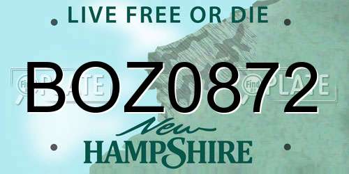 BOZ0872 New Hampshire License Plate