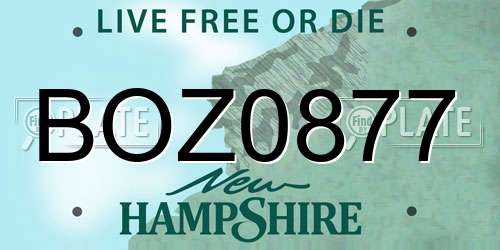 BOZ0877 New Hampshire License Plate
