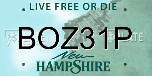 BOZ31P New Hampshire License Plate