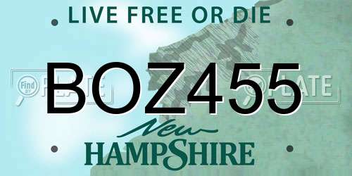BOZ455 New Hampshire License Plate