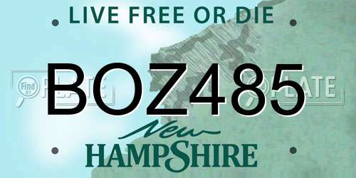 BOZ485 New Hampshire License Plate