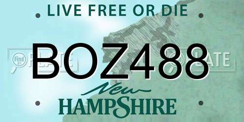 BOZ488 New Hampshire License Plate