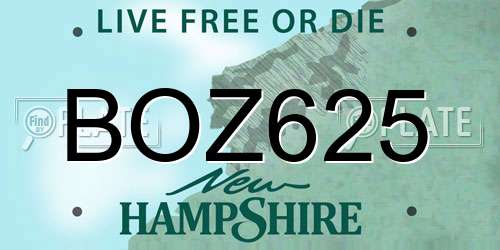 BOZ625 New Hampshire License Plate