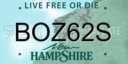 BOZ62S New Hampshire License Plate