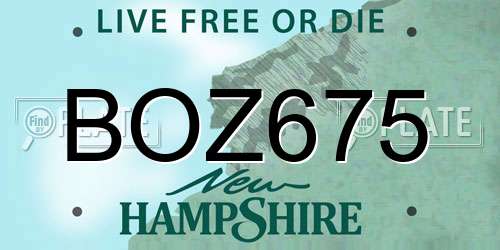 BOZ675 New Hampshire License Plate