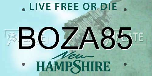 BOZA85 New Hampshire License Plate