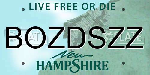 BOZDSZZ New Hampshire License Plate